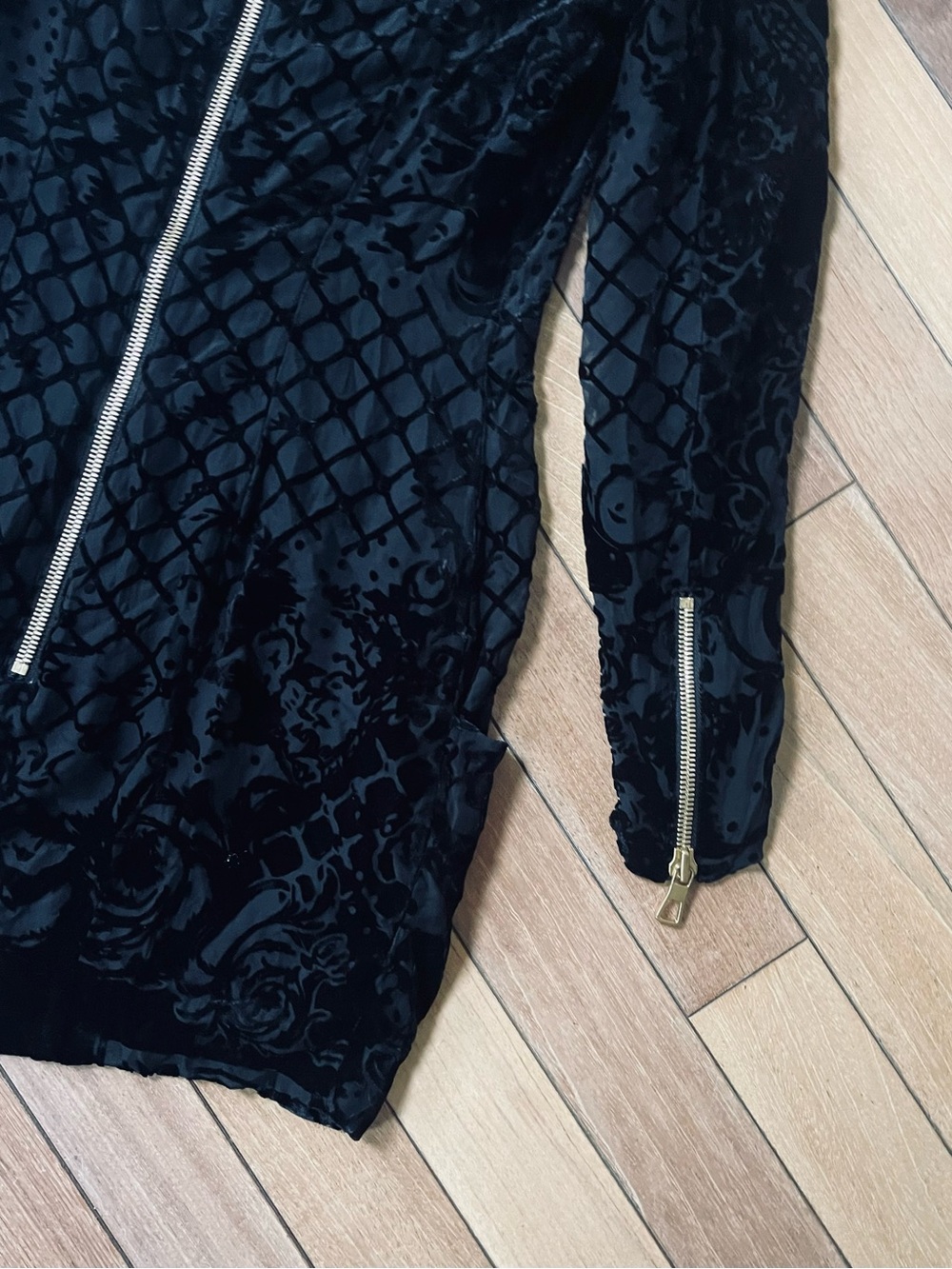 Balmain x H&M Black Velvet Burnout Silk Blend Mini Dress US 6 Designer - Picture 11 of 16